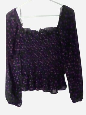 Floral Long-Sleeve Crop Top